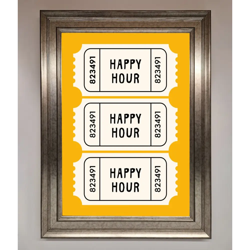 Happy Hour Mustard Framed Wall Art - A3 (29.7 x 42 cm) / Silver - Framed Print