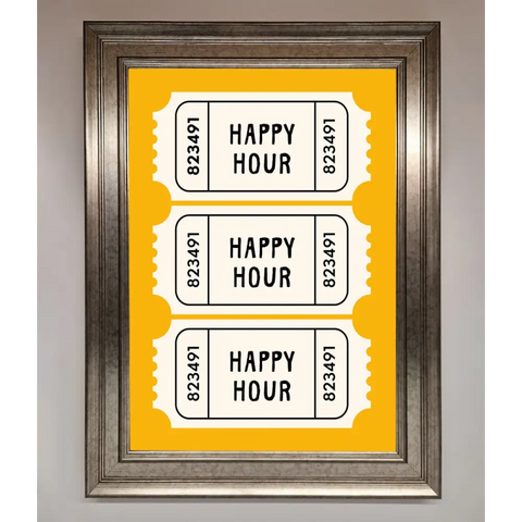 Happy Hour Mustard Framed Wall Art - A3 (29.7 x 42 cm) / Silver - Framed Print