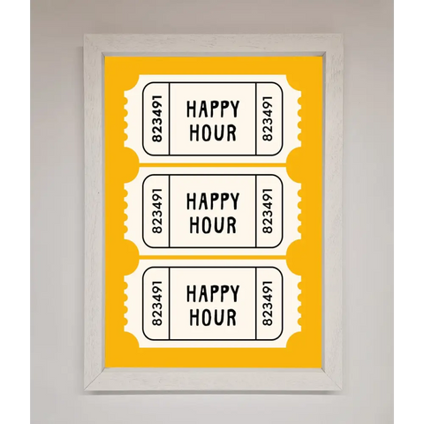 Happy Hour Mustard Framed Wall Art - A3 (29.7 x 42 cm) / White - Framed Print