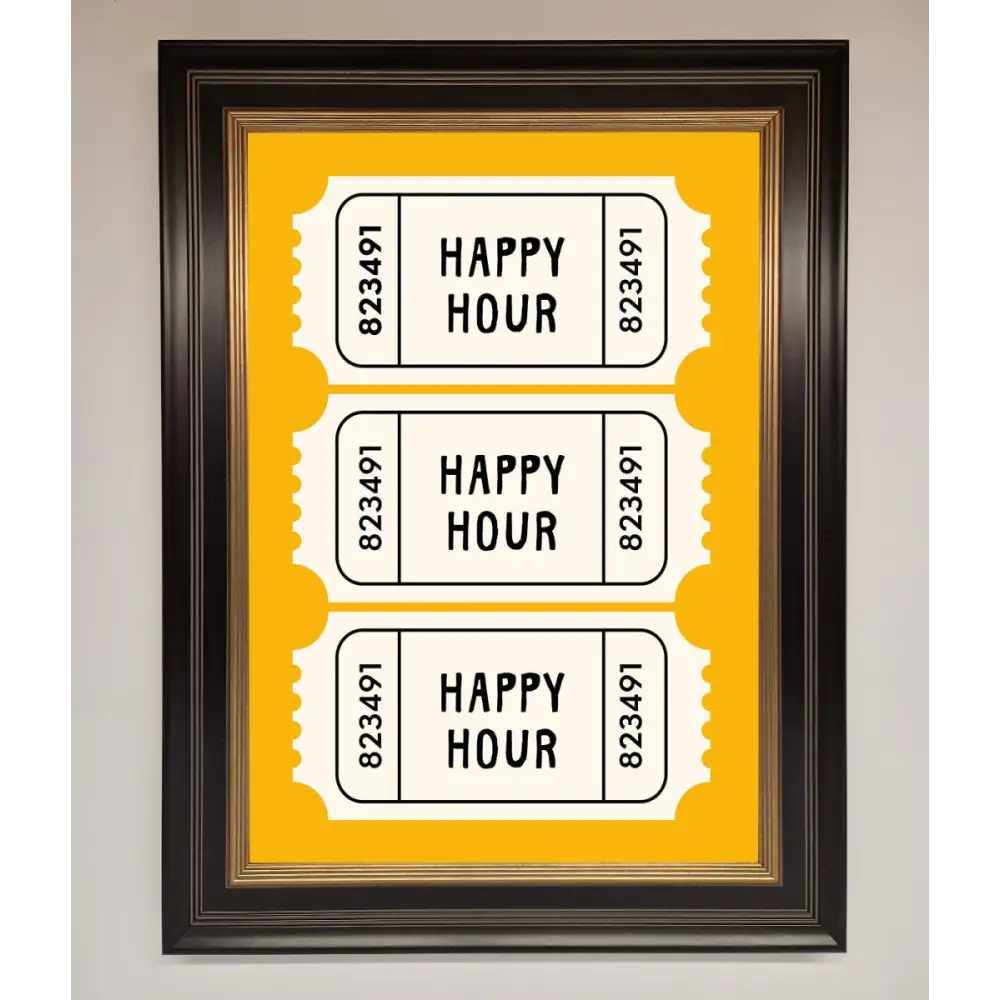 Happy Hour Mustard Framed Wall Art - B0 (100 x 141 cm) / Black Gold - Framed Print
