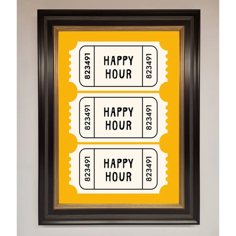 Happy Hour Mustard Framed Wall Art - B0 (100 x 141 cm) / Black Gold - Framed Print