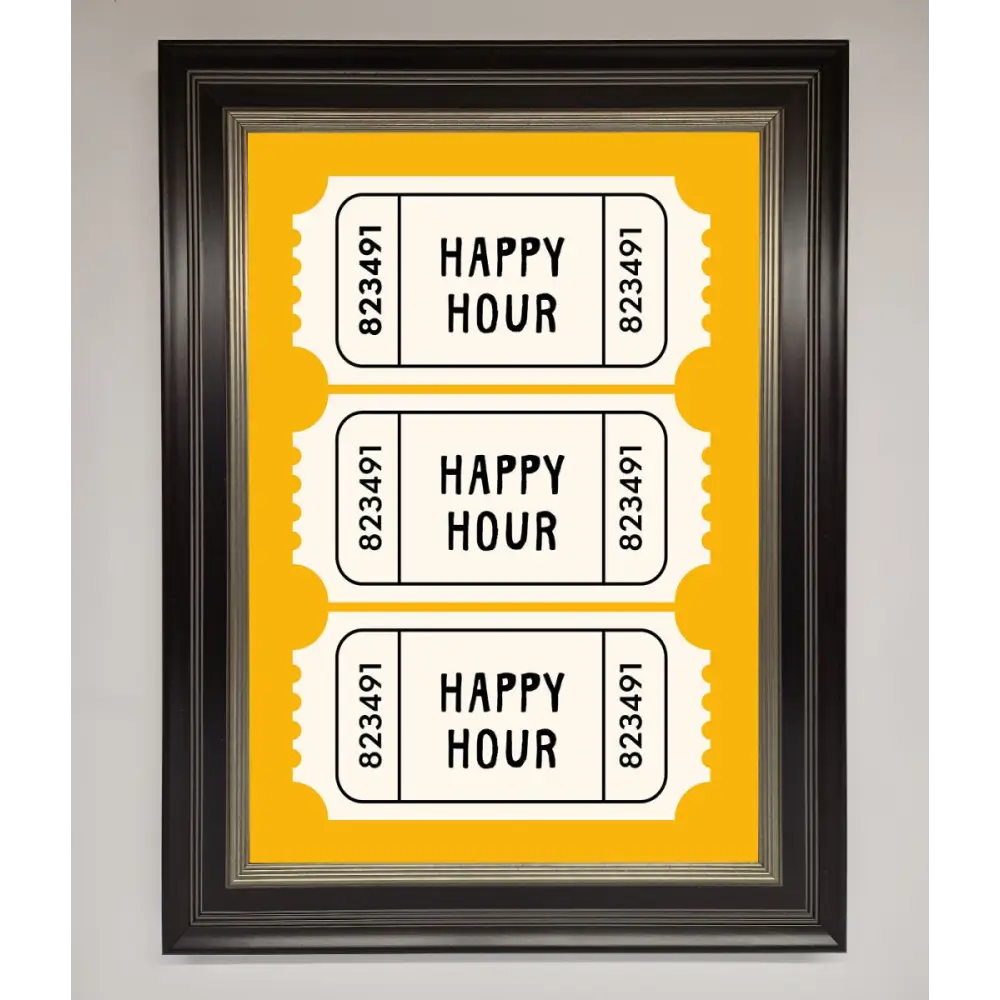Happy Hour Mustard Framed Wall Art - B0 (100 x 141 cm) / Black Silver - Framed Print