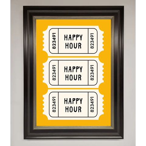Happy Hour Mustard Framed Wall Art - B0 (100 x 141 cm) / Black Silver - Framed Print