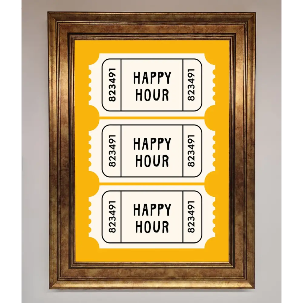 Happy Hour Mustard Framed Wall Art - B0 (100 x 141 cm) / Bronze - Framed Print