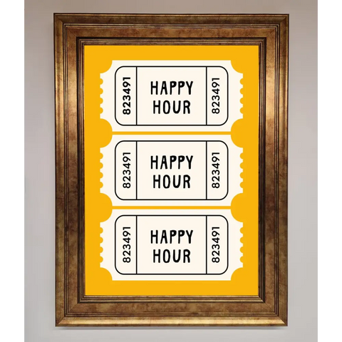 Happy Hour Mustard Framed Wall Art - B0 (100 x 141 cm) / Bronze - Framed Print