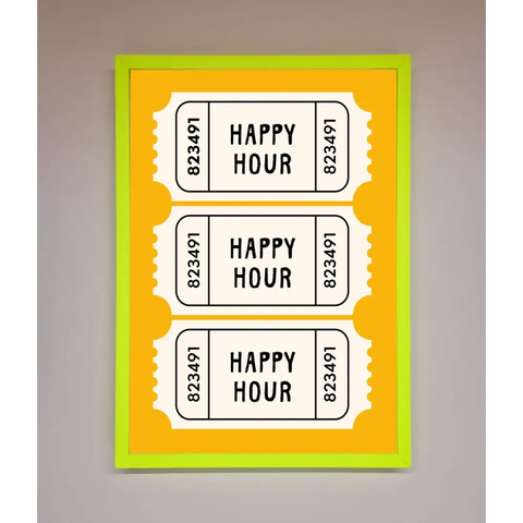 Happy Hour Mustard Framed Wall Art - B0 (100 x 141 cm) / Neon Green - Framed Print
