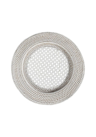 Harbour Island Round Rattan Charger Placemat White - Set of 4