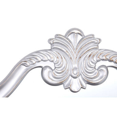 Silver ornate metal drawer pull with intricate leaf and scrollwork design for harriet silver wall mirror decor