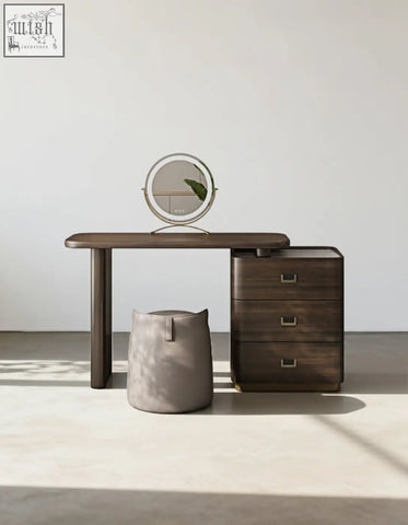 Modern dark wood harvey dressing table with three drawers and sleek minimalist design offer financing available