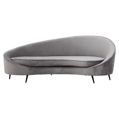 Modern hasina three seat grey velvet sofa with sleek black metal legs and soft velvet upholstery
