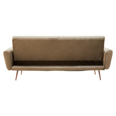 Beige hatton mink velvet sofa bed with sleek minimalist design and slender metal legs for stylish comfort