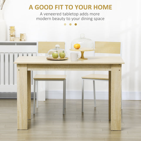 HOMCOM Dining Table for 4-6 People, Kitchen Table with Wood Effect for Dining Room, Oak