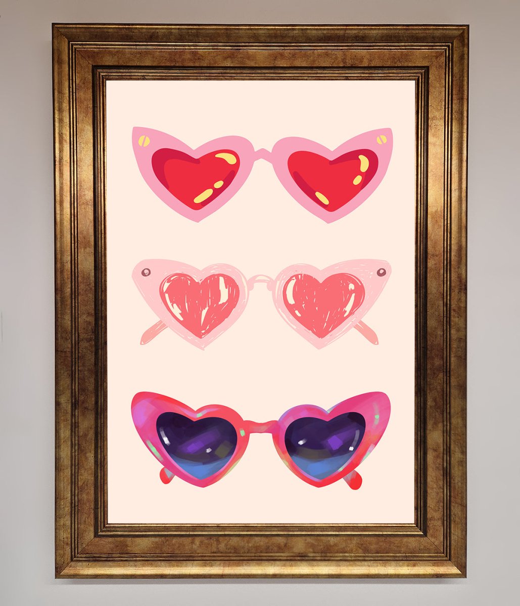 Heart Sunglasses Framed Poster