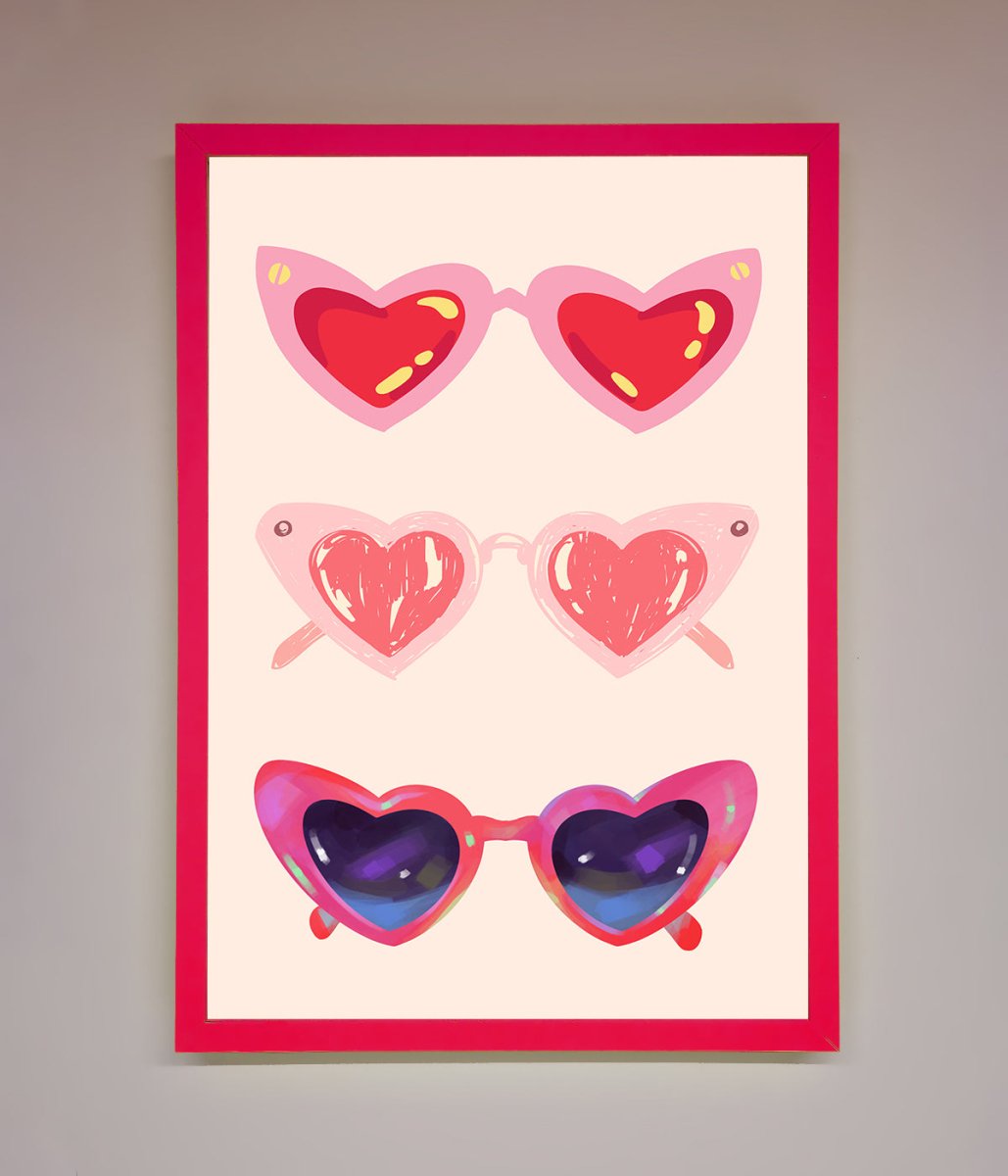 Heart Sunglasses Framed Poster
