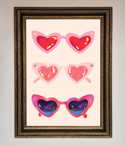 Heart Sunglasses Framed Poster