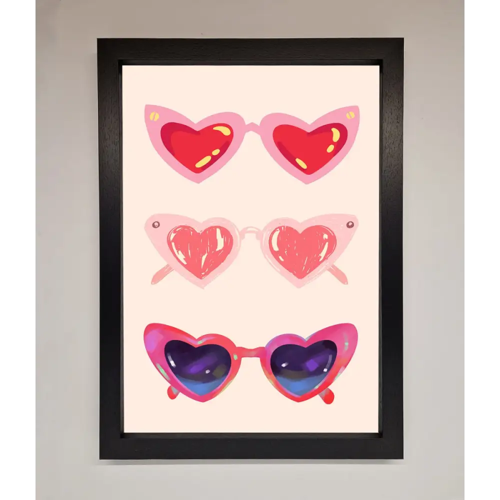 Heart Sunglasses Framed Poster - A3 (29.7 x 42 cm) / Black - Framed Print
