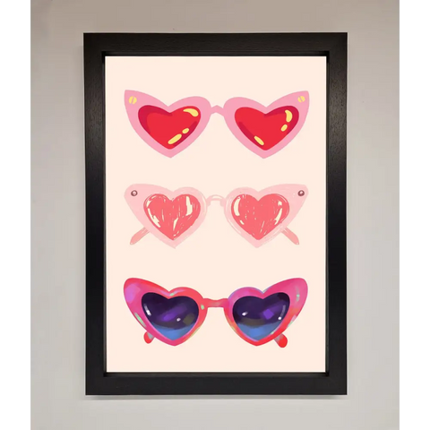 Heart Sunglasses Framed Poster - A3 (29.7 x 42 cm) / Black - Framed Print
