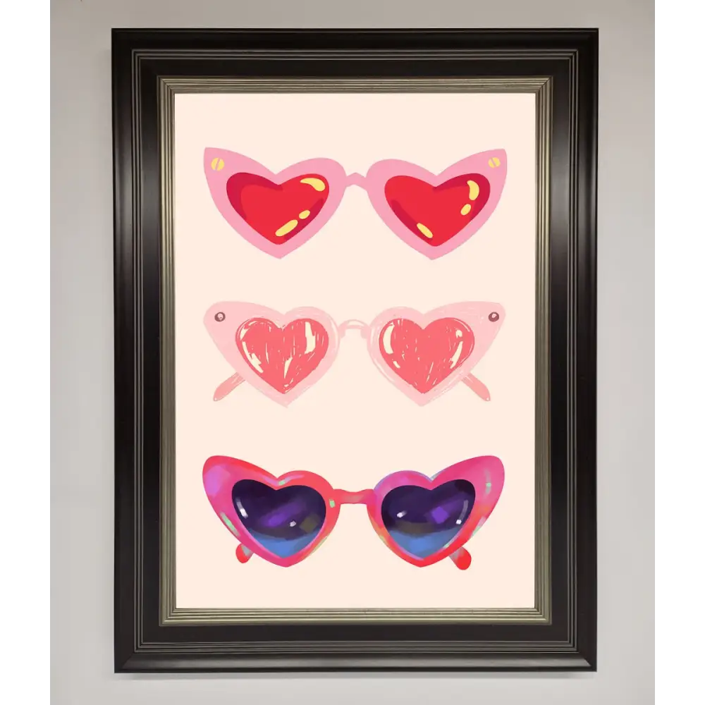 Heart Sunglasses Framed Poster - A3 (29.7 x 42 cm) / Black Silver - Framed Print