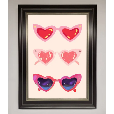 Heart Sunglasses Framed Poster - A3 (29.7 x 42 cm) / Black Silver - Framed Print