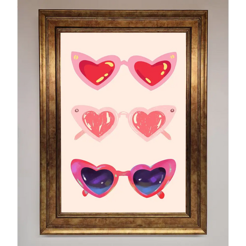 Heart Sunglasses Framed Poster - A3 (29.7 x 42 cm) / Bronze - Framed Print