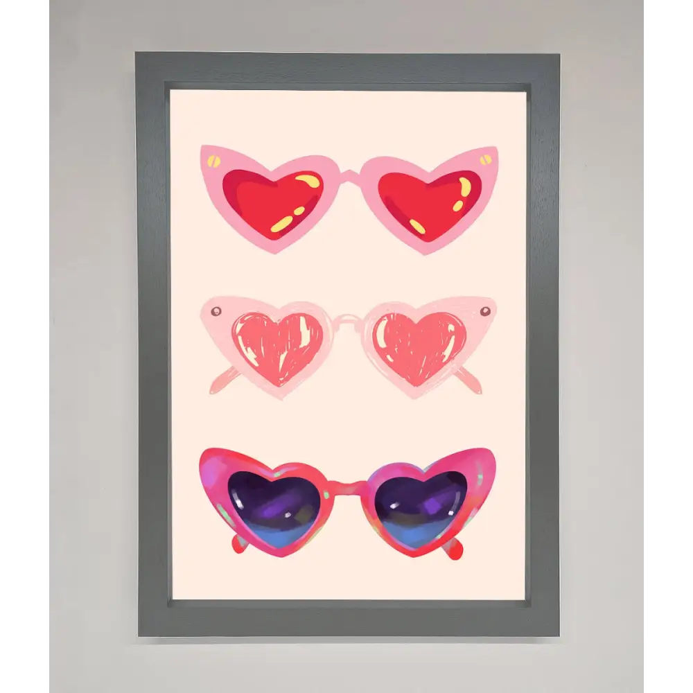 Heart Sunglasses Framed Poster - A3 (29.7 x 42 cm) / Dark Grey - Framed Print