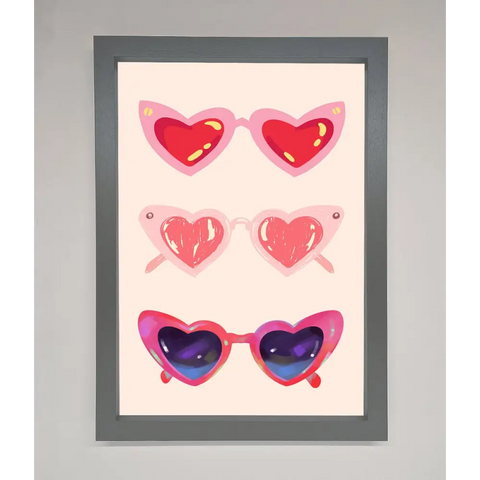 Heart Sunglasses Framed Poster - A3 (29.7 x 42 cm) / Dark Grey - Framed Print