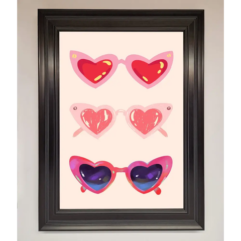 Heart Sunglasses Framed Poster - A3 (29.7 x 42 cm) / Matt Black - Framed Print