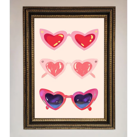 Heart Sunglasses Framed Poster - A3 (29.7 x 42 cm) / Ornate Gold Black - Framed Print