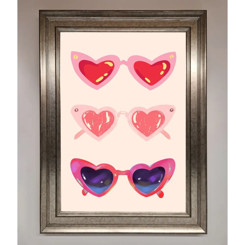 Heart Sunglasses Framed Poster - A3 (29.7 x 42 cm) / Silver - Framed Print