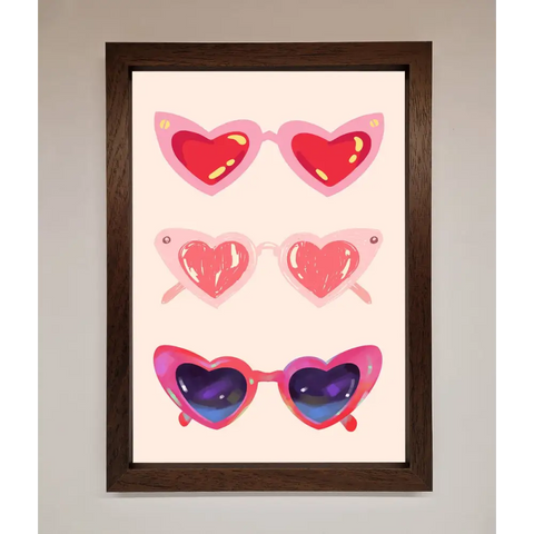 Heart Sunglasses Framed Poster - A3 (29.7 x 42 cm) / Walnut - Framed Print