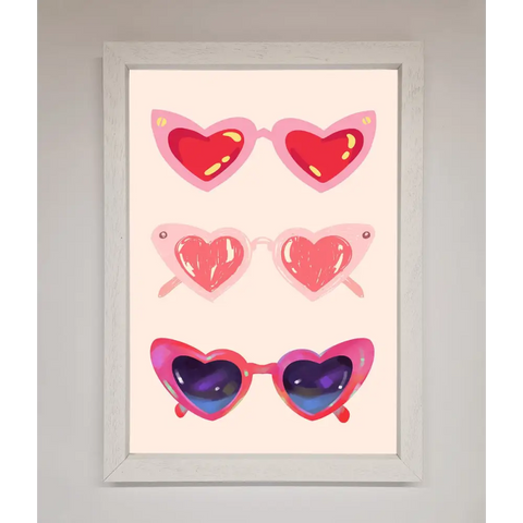 Heart Sunglasses Framed Poster - A3 (29.7 x 42 cm) / White - Framed Print