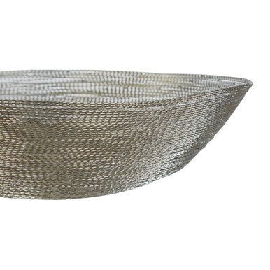 Hege nickel wire silver decorative bowl with a metallic mesh woven pattern and a slightly flared rim silver decorative bowl