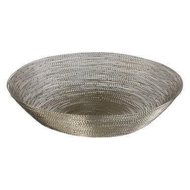 Silver decorative bowl hege nickel wire features a textured silver woven wire pattern for stylish decor