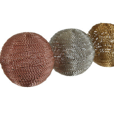 Hege set of 3 small decorative balls in rose gold silver and brass metallic mesh tones perfect for decor