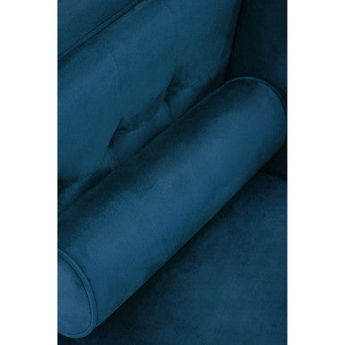 Teal velvet cylindrical lumbar pillow on helia 3 seat blue velvet sofa for stylish seat blue comfort