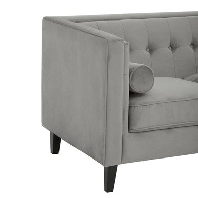Helia 3 Seat Grey Velvet Sofa