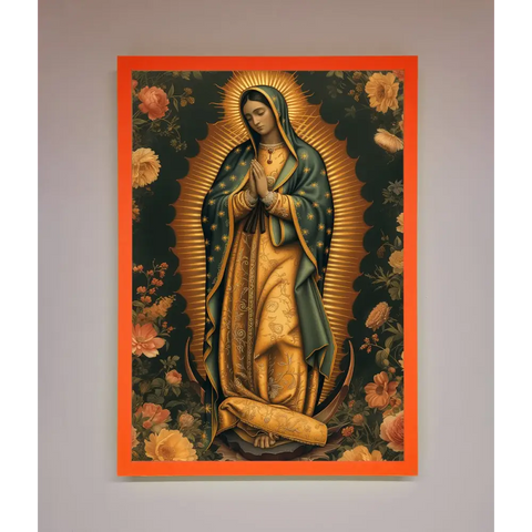 Hello Mary Framed Print - A3 (29.7 x 42 cm) / Neon Orange - Framed Print