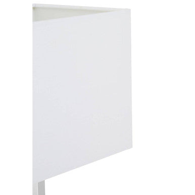 White minimalist cabinet with clean lines paired with helma rectangular table lamp for sleek modern style