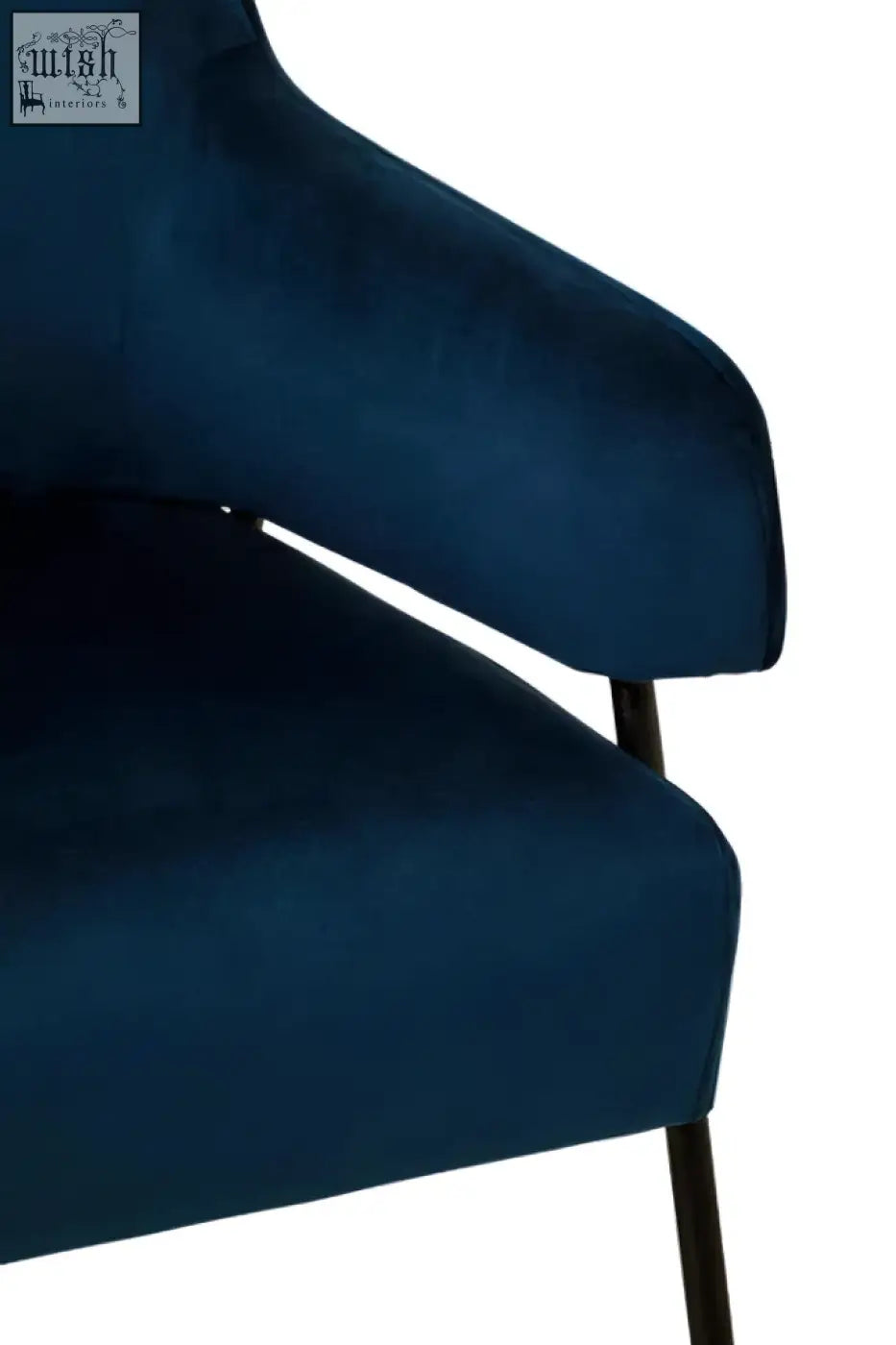Deep blue henia blue velvet chair with sleek black metal legs perfect blue velvet armchair for stylish seating