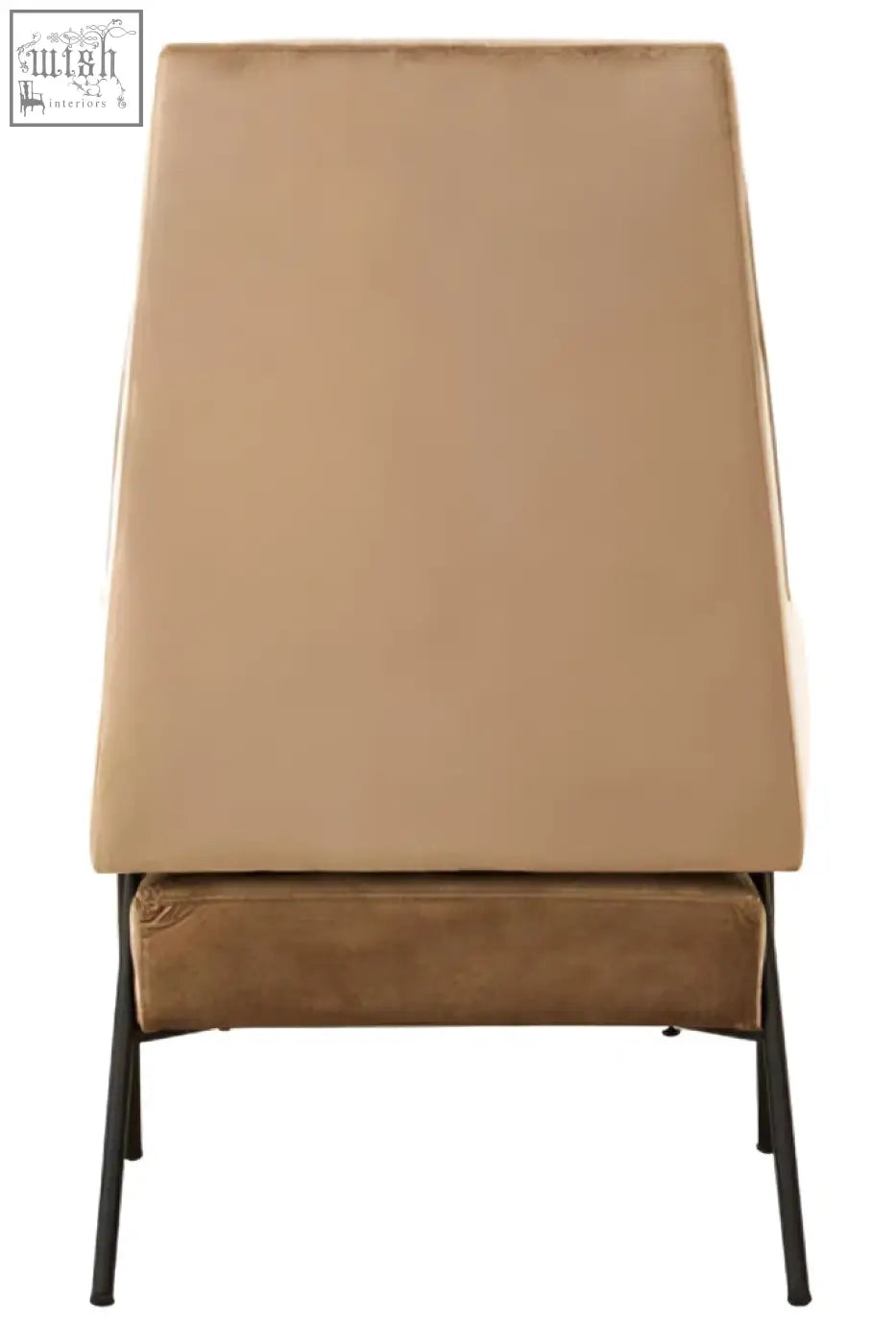 Tan henia mink velvet chair with sleek black metal frame featuring soft mink velvet upholstery and modern design
