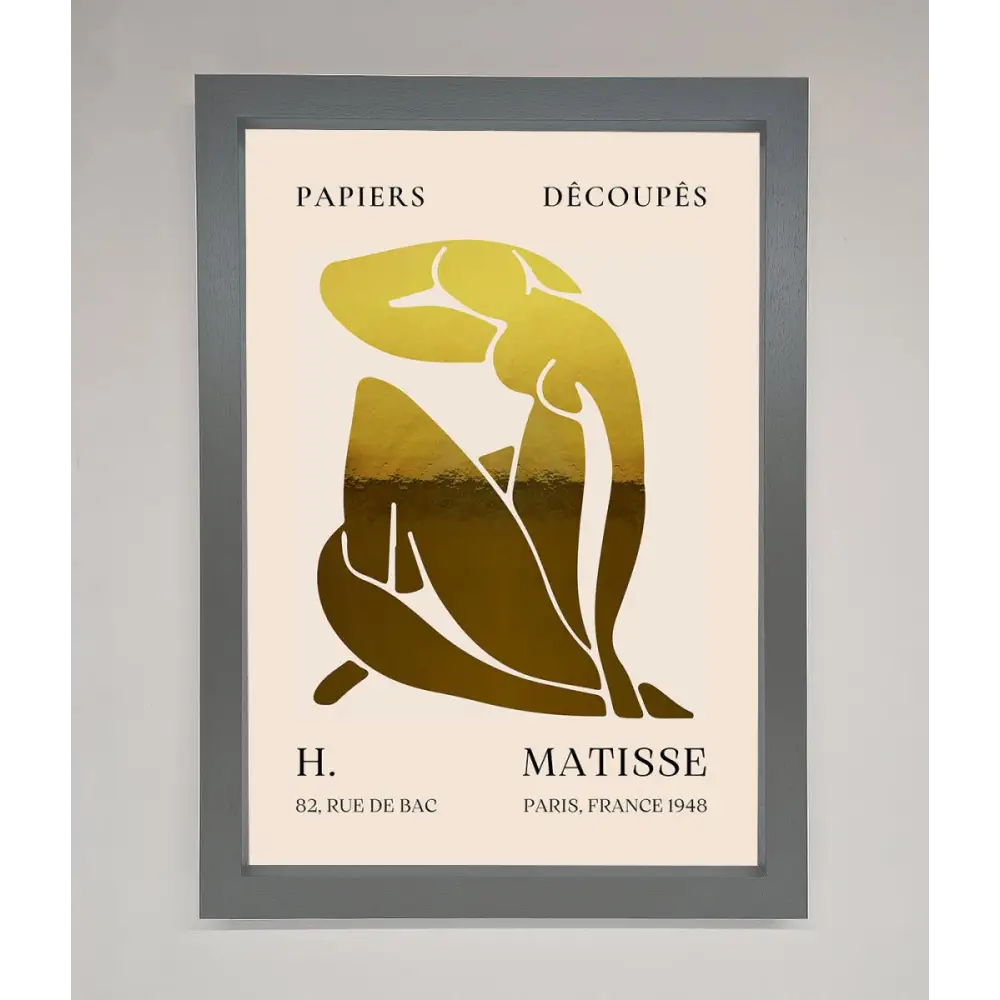 Henri Matisse Figure Foil Print - A3 (29.7 x 42 cm) / Dark Grey - Framed Print