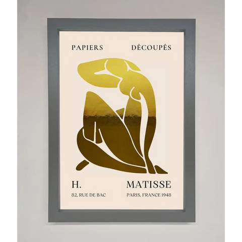 Henri Matisse Figure Foil Print - A3 (29.7 x 42 cm) / Dark Grey - Framed Print
