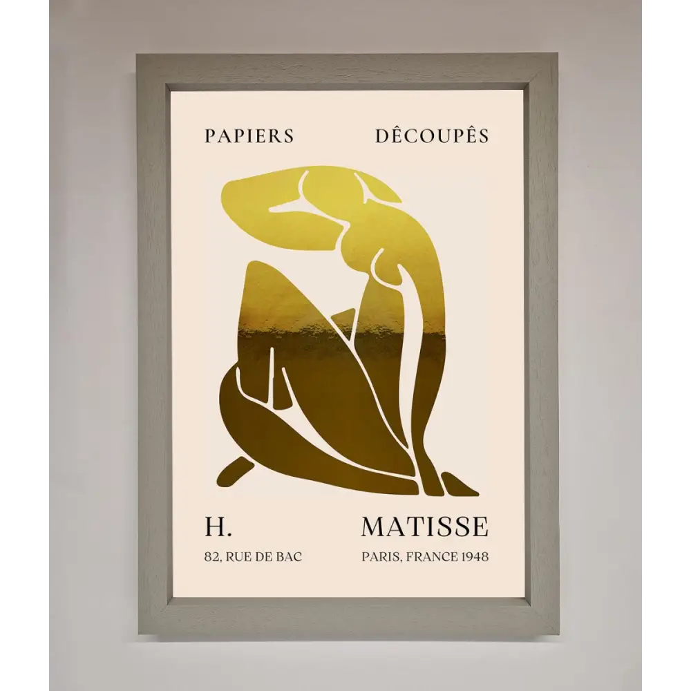 Henri Matisse Figure Foil Print - A3 (29.7 x 42 cm) / Grey - Framed Print