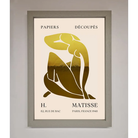 Henri Matisse Figure Foil Print - A3 (29.7 x 42 cm) / Grey - Framed Print