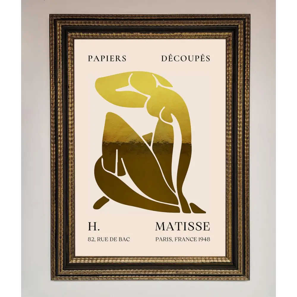 Henri Matisse Figure Foil Print - A3 (29.7 x 42 cm) / Ornate Gold Black - Framed Print