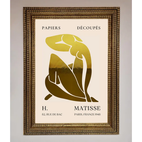 Henri Matisse Figure Foil Print - A3 (29.7 x 42 cm) / Ornate Gold - Framed Print