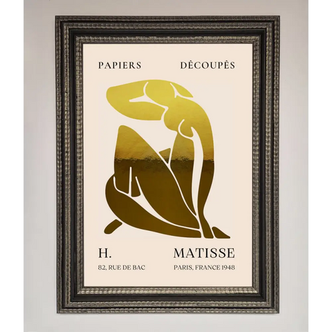 Henri Matisse Figure Foil Print - A3 (29.7 x 42 cm) / Ornate Silver Black - Framed Print