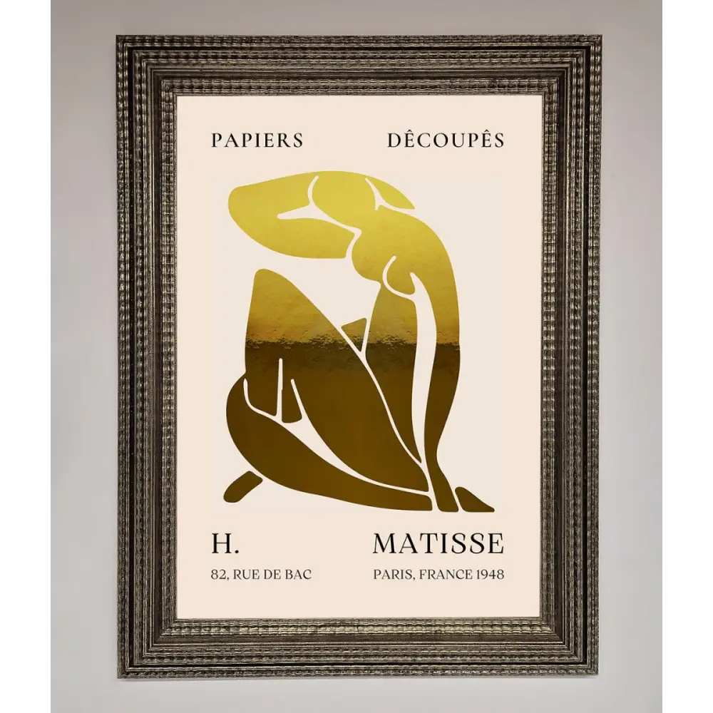 Henri Matisse Figure Foil Print - A3 (29.7 x 42 cm) / Ornate Silver - Framed Print