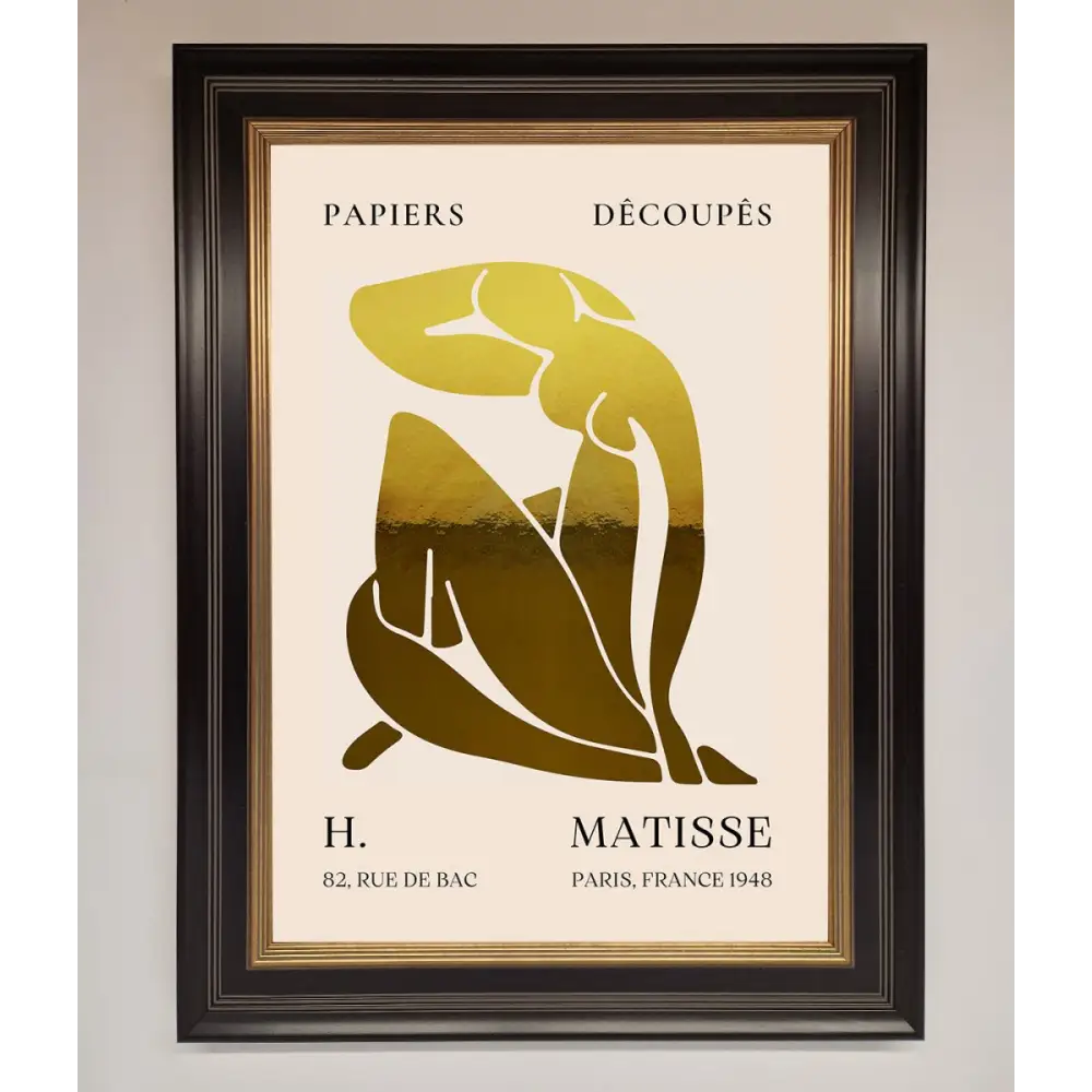 Henri Matisse Figure Foil Print - B0 (100 x 141 cm) / Black Gold - Framed Print