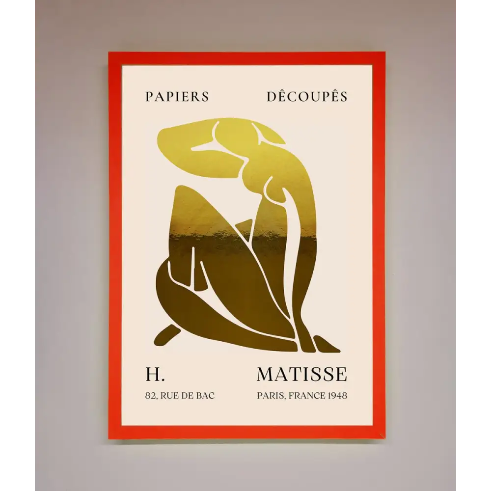 Henri Matisse Figure Foil Print - B0 (100 x 141 cm) / Neon Red - Framed Print